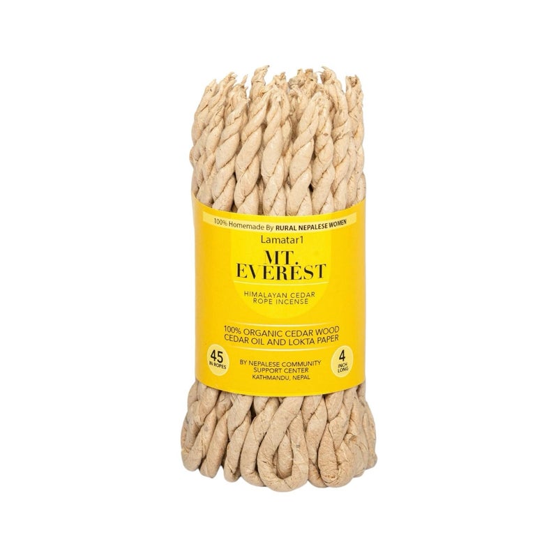 Lamatar1 Himalayan Region Cedar Rope Incense, from Kathmandu Nepal, Eco-Friendly, Used for Aromatic Ambiance, Healing, Purification, Pure Cedar Wood, Natural & Safe, 45 Ropes in a Bundle - Image 1